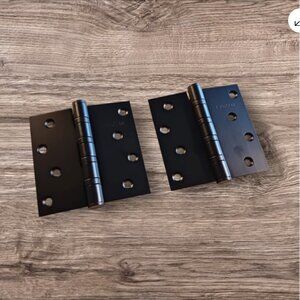 Stainless Steel 4" Door Hinges Heavy Duty Square Corner Ball Bearing Black 2 pck